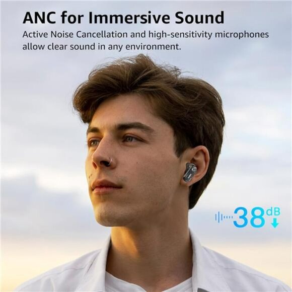 Noise Cancelling Wireless Earbuds Bluetooth 5.4 Deep Bass Mic Waterproof - Picture 3 of 7